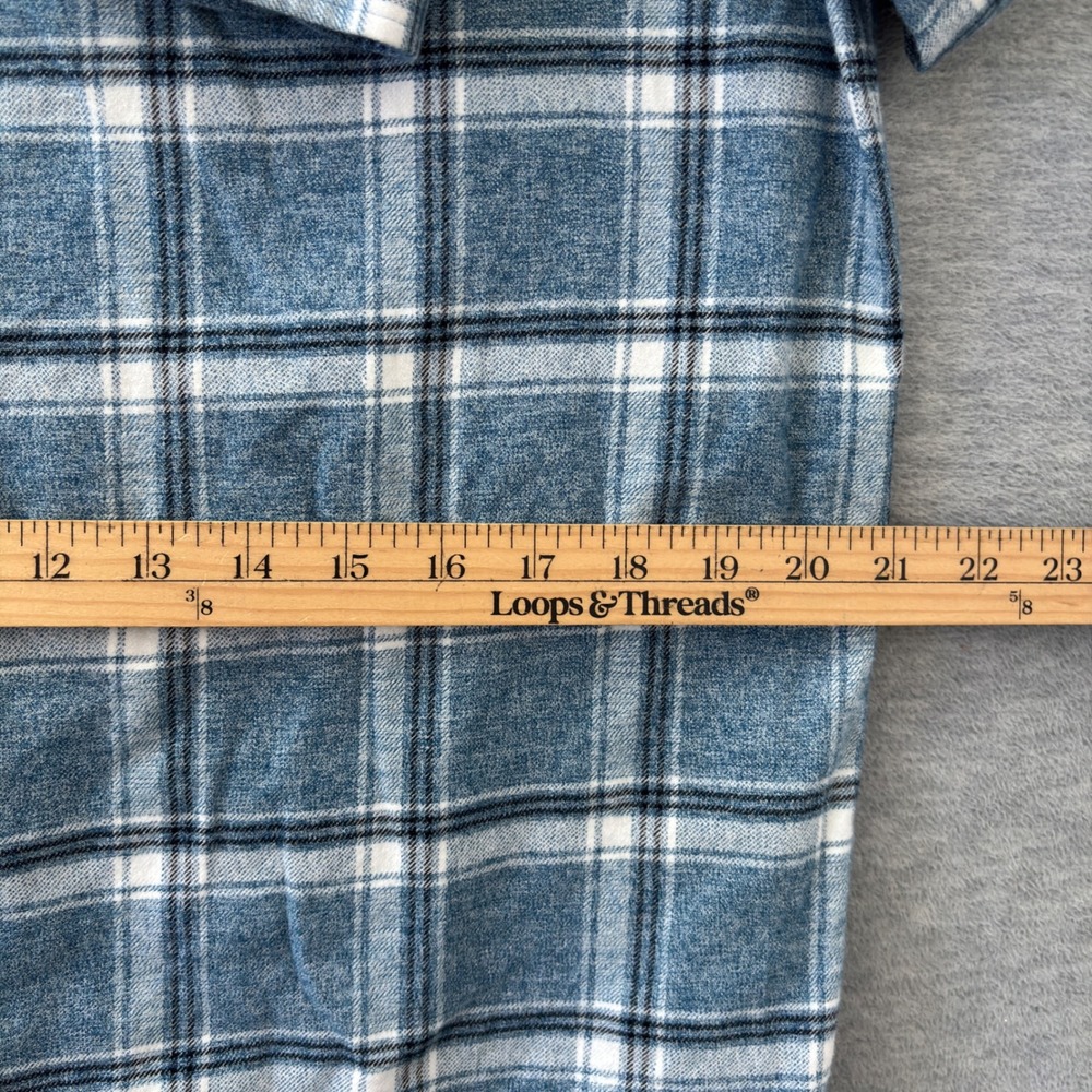 UNTUCKit Mens Large Slim Fit Blue Plaid Cotton Flannel Button Down Shirt - Picture 8 of 8